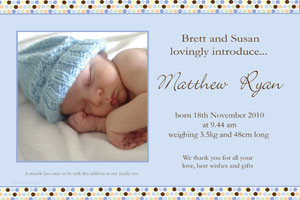 birth announcements and baby thank you cards