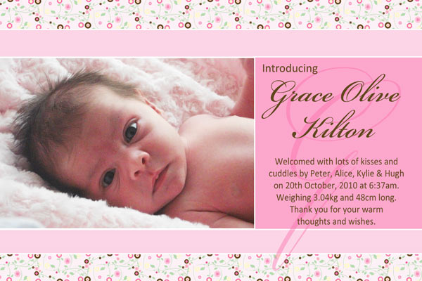 birth announcements and baby thank you cards