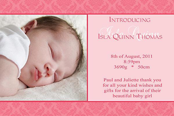 Birth Announcements And Baby Thank You Photo Cards For Girls