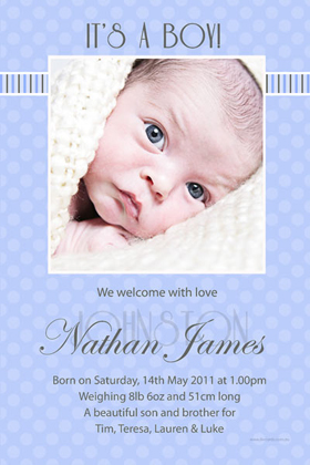 Boy Birth Announcements and Baby Thank You Photo Cards BA51-Photo cards, personalised photo cards, photocards, personalised photocards, baby cards, personalised baby cards, birth announcements, personalised birth announcements, christening invitations, personalised christening invitations, personalised invitations, personalised announcements, invitations, announcements, photo invitations, photo announcements, personalised photo invitations, personalised photo announcements, announcement cards, announcement photo cards, photo christening invitations, photo announcements, birthday invitations, personalised birthday invitations, photo birthday invitations, photocard birth announcements, photo card birth announcements, personalised photo card birth announcement, personalised photo birthday invitation, personalised invites, birth celebrations, personalised celebrations, personalised birth celebrations, baptism invitations, personalised baptism invitations, personalised photo baptism invitations, pregnancy announcements, pregnancy announcement cards,  pregnancy cards, personalised pregnancy announcements, personalised pregnancy announcement cards, personalised pregnancy cards, baby shower invitations, personalised baby shower invitations, engagement invitations, personalised engagement invitations, photo engagement invitations, personalised photo engagement invitations, engagement photo cards, save the date cards, personalised save the date cards, photo save the date cards, wedding thank-you cards, personalised wedding thank-you cards, wedding thank-you photo cards,