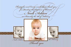 Boy Baptism, Christening and Naming Day Invitations and Thank You Photo Cards BC04-