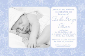 Boy Baptism, Christening and Naming Day Invitations and Thank You Photo Cards BC18-