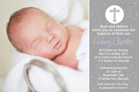 Boy Baptism, Christening and Naming Day Invitations and Thank You Photo Cards BC33-