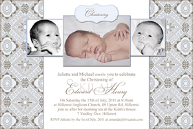 Boy Baptism, Christening and Naming Day Invitations and Thank You Photo Cards BC39-