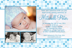 Boy Baptism, Christening and Naming Day Invitations and Thank You Photo Cards BC41-