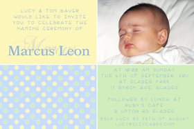 Boy Baptism, Christening and Naming Day Invitations and Thank You Photo Cards BC43-