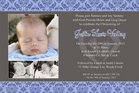 Boy Baptism, Christening and Naming Day Invitations and Thank You Photo Cards BC47-