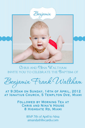 Boy Baptism, Christening and Naming Day Invitations and Thank You Photo Cards BC49-