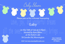Baby Shower Photo Invitation - Baby clothes line blue-Photo cards, photo card, invitation, invitations, photo invitations, photo invitation, baby shower invitation, baby shower photo invitation, baby shower invitaitons, baby shower photo invitations,
