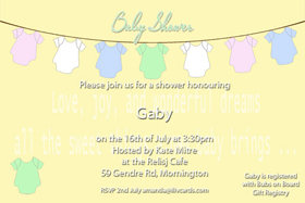 Baby Shower Photo Invitation - Baby Clothes line in Lemon-Photo cards, photo card, invitation, invitations, photo invitations, photo invitation, baby shower invitation, baby shower photo invitation, baby shower invitaitons, baby shower photo invitations,