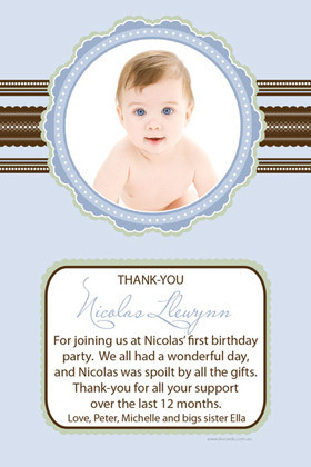 Boy Thank You Photo Cards for Baby, Baptism and Birthday BT03-Photo Cards, Photo invitations, Birth Announcements, Birth Announcement Cards, Christening Photo Invitations, Baptism Photo Invitations, Naming Day Photo Invitaitons, Birthday  Photo Invitations, Pregnancy Announcement Cards,Thankyou Photo Cards