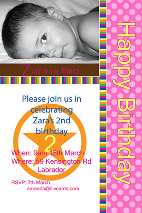 Girl Birthday Invitations and Thank You Photo Cards GB15-Photo cards, personalised photo cards, photocards, personalised photocards, personalised invitations, photo invitations, personalised photo invitations, invitation cards, invitation photo cards, photo invites, photocard birthday invites, photo card birth invites, personalised photo card birthday invitations, thank-you photo cards,