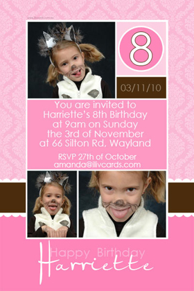 Girl Birthday Invitations and Thank You Photo Cards GB29-Photo cards, personalised photo cards, photocards, personalised photocards, personalised invitations, photo invitations, personalised photo invitations, invitation cards, invitation photo cards, photo invites, photocard birthday invites, photo card birth invites, personalised photo card birthday invitations, thankyou photo cards,