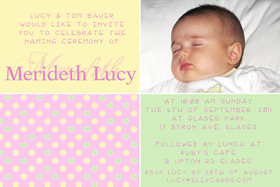 Girl Baptism, Christening and Naming Day Invitations and Thank You Photo Cards GC43-