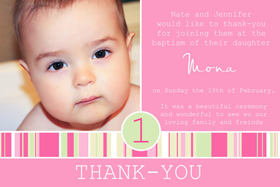 Girl Thank You Photo Cards for Baby, Baptism and Birthday GT05-Photo Cards, Photo invitations, Birth Announcements, Birth Announcement Cards, Christening Photo Invitations, Baptism Photo Invitations, Naming Day Photo Invitaitons, Birthday  Photo Invitations, Pregnancy Announcement Cards,Thankyou Photo Cards