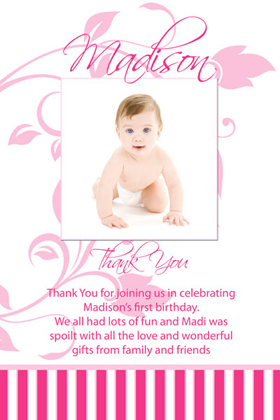 Girl Thank You Photo Cards for Baby, Baptism and Birthday GT20-Photo Cards, Photo invitations, Birth Announcements, Birth Announcement Cards, Christening Photo Invitations, Baptism Photo Invitations, Naming Day Photo Invitaitons, Birthday  Photo Invitations, Pregnancy Announcement Cards,Thankyou Photo Cards