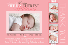Girl Thank You Photo Cards for Baby, Baptism and Birthday GT25-Photo Cards, Photo invitations, Birth Announcements, Birth Announcement Cards, Christening Photo Invitations, Baptism Photo Invitations, Naming Day Photo Invitaitons, Birthday  Photo Invitations, Pregnancy Announcement Cards,Thankyou Photo Cards