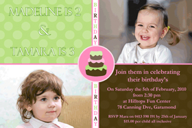Sisters Photo Birthday Invitations and Thank you Cards SB12-Photo cards, personalised photo cards, photocards, personalised photocards, personalised invitations, photo invitations, personalised photo invitations, invitation cards, invitation photo cards, photo invites, photocard birthday invites, photo card birth invites, personalised photo card birthday invitations, thank-you photo cards,