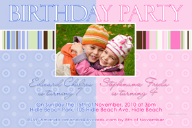 Brother and Sister Photo Birthday Invitations and Thank you Cards SB14-Brother and Sister Photo Baptism Christening Naming and Birthday Invitations and Thank you Cards