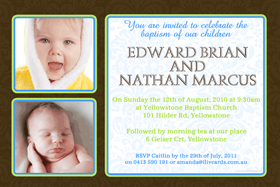 Brothers Photo Baptism Christening and Naming Invitations and Thank you Cards SC01-