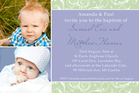 Brothers Photo Baptism Christening and Naming Invitations and Thank you Cards SC04-