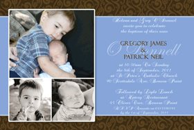 Brothers Photo Baptism Christening and Naming Invitations and Thank you Cards SC07-