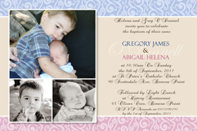 Sibling Photo Baptism Christening and Naming Day Invitations and Thank you Cards SC08-Sibling Photo Baptism Christening Naming and Birthday Invitations and Thank you Cards