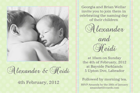 Sibling Photo Baptism Christening and Naming Day Invitations and Thank you Cards SC11-Sibling Photo Baptism Christening Naming and Birthday Invitations and Thank you Cards