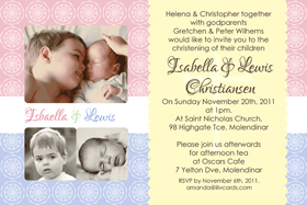Sibling Photo Baptism Christening and Naming Day Invitations and Thank you Cards SC17-