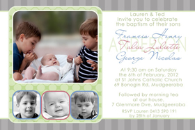 Sibling Photo Baptism Christening and Naming Day Invitations and Thank you Cards SC20-