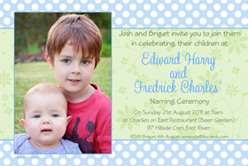 Brothers Photo Baptism Christening and Naming Invitations and Thank you Cards SC25-