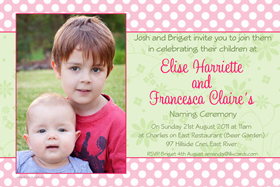 Sisters Photo Baptism Christening and Naming Invitations and Thank you Cards SC27-