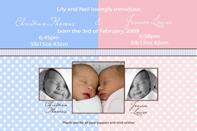 Twin Birth Announcements and Baby Thank You Photo Cards TA04-Photo cards, personalised photo cards, photocards, personalised photocards, baby cards, personalised baby cards, birth announcements, personalised birth announcements, christening invitations, personalised christening invitations, personalised invitations, personalised announcements, invitations, announcements, photo invitations, photo announcements, personalised photo invitations, personalised photo announcements, announcement cards, announcement photo cards, photo christening invitations, photo announcements, birthday invitations, personalised birthday invitations, photo birthday invitations, photocard birth announcements, photo card birth announcements, personalised photo card birth announcement, personalised photo birthday invitation, personalised invites, birth celebrations, personalised celebrations, personalised birth celebrations, baptism invitations, personalised baptism invitations, personalised photo baptism invitations, pregnancy announcements, pregnancy announcement cards,  pregnancy cards, personalised pregnancy announcements, personalised pregnancy announcement cards, personalised pregnancy cards, baby shower invitations, personalised baby shower invitations, engagement invitations, personalised engagement invitations, photo engagement invitations, personalised photo engagement invitations, engagement photo cards, save the date cards, personalised save the date cards, photo save the date cards, wedding thank-you cards, personalised wedding thank-you cards, wedding thank-you photo cards,