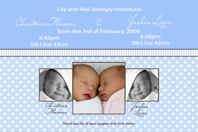 Twin Birth Announcements and Baby Thank You Photo Cards TA05-Photo cards, personalised photo cards, photocards, personalised photocards, baby cards, personalised baby cards, birth announcements, personalised birth announcements, christening invitations, personalised christening invitations, personalised invitations, personalised announcements, invitations, announcements, photo invitations, photo announcements, personalised photo invitations, personalised photo announcements, announcement cards, announcement photo cards, photo christening invitations, photo announcements, birthday invitations, personalised birthday invitations, photo birthday invitations, photocard birth announcements, photo card birth announcements, personalised photo card birth announcement, personalised photo birthday invitation, personalised invites, birth celebrations, personalised celebrations, personalised birth celebrations, baptism invitations, personalised baptism invitations, personalised photo baptism invitations, pregnancy announcements, pregnancy announcement cards,  pregnancy cards, personalised pregnancy announcements, personalised pregnancy announcement cards, personalised pregnancy cards, baby shower invitations, personalised baby shower invitations, engagement invitations, personalised engagement invitations, photo engagement invitations, personalised photo engagement invitations, engagement photo cards, save the date cards, personalised save the date cards, photo save the date cards, wedding thank-you cards, personalised wedding thank-you cards, wedding thank-you photo cards,