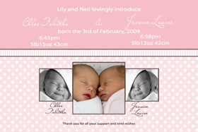 Twin Girl Birth Announcements and Baby Thank You Photo Cards TA06-Photo cards, personalised photo cards, photocards, personalised photocards, baby cards, personalised baby cards, birth announcements, personalised birth announcements, christening invitations, personalised christening invitations, personalised invitations, personalised announcements, invitations, announcements, photo invitations, photo announcements, personalised photo invitations, personalised photo announcements, announcement cards, announcement photo cards, photo christening invitations, photo announcements, birthday invitations, personalised birthday invitations, photo birthday invitations, photocard birth announcements, photo card birth announcements, personalised photo card birth announcement, personalised photo birthday invitation, personalised invites, birth celebrations, personalised celebrations, personalised birth celebrations, baptism invitations, personalised baptism invitations, personalised photo baptism invitations, pregnancy announcements, pregnancy announcement cards,  pregnancy cards, personalised pregnancy announcements, personalised pregnancy announcement cards, personalised pregnancy cards, baby shower invitations, personalised baby shower invitations, engagement invitations, personalised engagement invitations, photo engagement invitations, personalised photo engagement invitations, engagement photo cards, save the date cards, personalised save the date cards, photo save the date cards, wedding thank-you cards, personalised wedding thank-you cards, wedding thank-you photo cards,