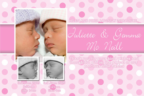 Twin Girl Birth Announcements and Baby Thank You Photo Cards TA09-baby thank you cards, Photo cards, personalised photo cards, photocards, personalised photocards, baby cards, personalised baby cards, birth announcements, personalised birth announcements, christening invitations, personalised christening invitations, personalised invitations, personalised announcements, invitations, announcements, photo invitations, photo announcements, personalised photo invitations, personalised photo announcements, announcement cards, announcement photo cards, photo christening invitations, photo announcements, birthday invitations, personalised birthday invitations, photo birthday invitations, photocard birth announcements, photo card birth announcements, personalised photo card birth announcement, personalised photo birthday invitation, personalised invites, birth celebrations, personalised celebrations, personalised birth celebrations, baptism invitations, personalised baptism invitations, personalised photo baptism invitations, pregnancy announcements, pregnancy announcement cards,  pregnancy cards, personalised pregnancy announcements, personalised pregnancy announcement cards, personalised pregnancy cards, baby shower invitations, personalised baby shower invitations, engagement invitations, personalised engagement invitations, photo engagement invitations, personalised photo engagement invitations, engagement photo cards, save the date cards, personalised save the date cards, photo save the date cards, wedding thank-you cards, personalised wedding thank-you cards, wedding thank-you photo cards,