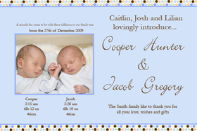 Twin Birth Announcements and Baby Thank You Photo Cards TA11-Photo cards, personalised photo cards, photocards, personalised photocards, baby cards, personalised baby cards, birth announcements, personalised birth announcements, christening invitations, personalised christening invitations, personalised invitations, personalised announcements, invitations, announcements, photo invitations, photo announcements, personalised photo invitations, personalised photo announcements, announcement cards, announcement photo cards, photo christening invitations, photo announcements, birthday invitations, personalised birthday invitations, photo birthday invitations, photocard birth announcements, photo card birth announcements, personalised photo card birth announcement, personalised photo birthday invitation, personalised invites, birth celebrations, personalised celebrations, personalised birth celebrations, baptism invitations, personalised baptism invitations, personalised photo baptism invitations, pregnancy announcements, pregnancy announcement cards,  pregnancy cards, personalised pregnancy announcements, personalised pregnancy announcement cards, personalised pregnancy cards, baby shower invitations, personalised baby shower invitations, engagement invitations, personalised engagement invitations, photo engagement invitations, personalised photo engagement invitations, engagement photo cards, save the date cards, personalised save the date cards, photo save the date cards, wedding thank-you cards, personalised wedding thank-you cards, wedding thank-you photo cards,