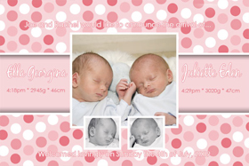 Twin Girl Birth Announcements and Baby Thank You Photo Cards TA18-Photo cards, personalised photo cards, photocards, personalised photocards, baby cards, personalised baby cards, birth announcements, personalised birth announcements, christening invitations, personalised christening invitations, personalised invitations, personalised announcements, invitations, announcements, photo invitations, photo announcements, personalised photo invitations, personalised photo announcements, announcement cards, announcement photo cards, photo christening invitations, photo announcements, birthday invitations, personalised birthday invitations, photo birthday invitations, photocard birth announcements, photo card birth announcements, personalised photo card birth announcement, personalised photo birthday invitation, personalised invites, birth celebrations, personalised celebrations, personalised birth celebrations, baptism invitations, personalised baptism invitations, personalised photo baptism invitations, pregnancy announcements, pregnancy announcement cards,  pregnancy cards, personalised pregnancy announcements, personalised pregnancy announcement cards, personalised pregnancy cards, baby shower invitations, personalised baby shower invitations, engagement invitations, personalised engagement invitations, photo engagement invitations, personalised photo engagement invitations, engagement photo cards, save the date cards, personalised save the date cards, photo save the date cards, wedding thank-you cards, personalised wedding thank-you cards, wedding thank-you photo cards,