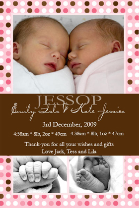 Twin Girl Birth Announcements and Baby Thank You Photo Cards TA21-Photo cards, personalised photo cards, photocards, personalised photocards, baby cards, personalised baby cards, birth announcements, personalised birth announcements, christening invitations, personalised christening invitations, personalised invitations, personalised announcements, invitations, announcements, photo invitations, photo announcements, personalised photo invitations, personalised photo announcements, announcement cards, announcement photo cards, photo christening invitations, photo announcements, birthday invitations, personalised birthday invitations, photo birthday invitations, photocard birth announcements, photo card birth announcements, personalised photo card birth announcement, personalised photo birthday invitation, personalised invites, birth celebrations, personalised celebrations, personalised birth celebrations, baptism invitations, personalised baptism invitations, personalised photo baptism invitations, pregnancy announcements, pregnancy announcement cards,  pregnancy cards, personalised pregnancy announcements, personalised pregnancy announcement cards, personalised pregnancy cards, baby shower invitations, personalised baby shower invitations, engagement invitations, personalised engagement invitations, photo engagement invitations, personalised photo engagement invitations, engagement photo cards, save the date cards, personalised save the date cards, photo save the date cards, wedding thank-you cards, personalised wedding thank-you cards, wedding thank-you photo cards,