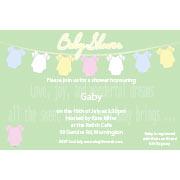 Baby Shower Photo Invitation - Baby Clothes line in sage-Photo cards, photo card, invitation, invitations, photo invitations, photo invitation, baby shower invitation, baby shower photo invitation, baby shower invitaitons, baby shower photo invitations,