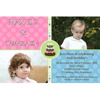 Brother and Sister Photo Birthday Invitations and Thank you Cards SB11-Sibling Photo Baptism Christening Naming and Birthday Invitations and Thank you Cards