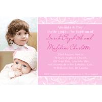 Sisters Photo Baptism Christening and Naming Invitations and Thank you Cards SC06-
