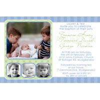 Brothers Photo Baptism Christening and Naming Invitations and Thank you Cards SC19-