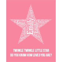 Twinkle Twinkle Personalised Girl Wall Art WA12-twinkle twinkle little star wall art, personalised name, wall art